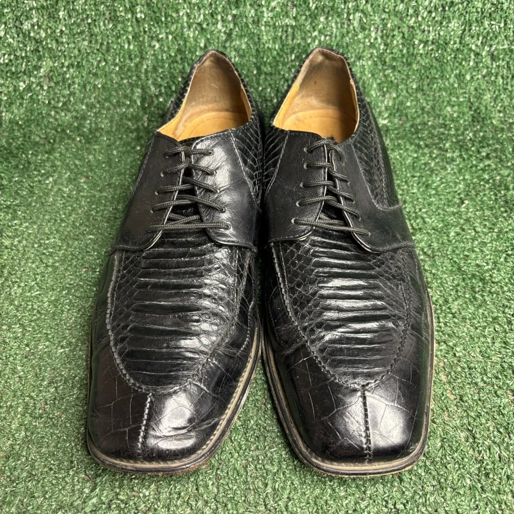 Stacy Adams Genuine Snake Leather Skin Exotic Dress Oxford Shoe Black Mens 9.5 M